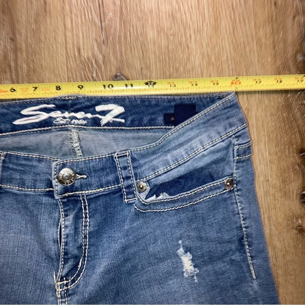 Women's Seven7 Est 1964 Distressed Blue Denim Slim Straight Jeans Size 31 | Y2K